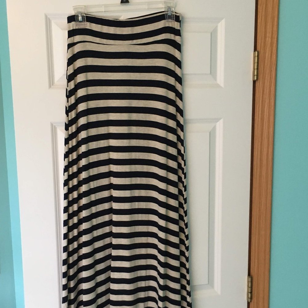 Allison Brittney Navy/oatmeal Maxi Skirt